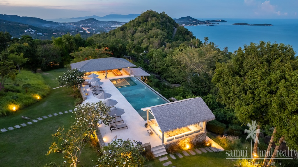 Luxury Koh Samui Property In Chaweng noi Aerial Evening