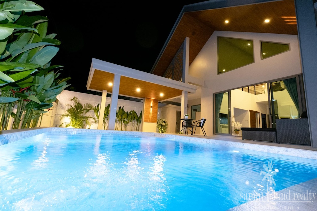 Chaweng Longterm Villa Rental Pool At Night