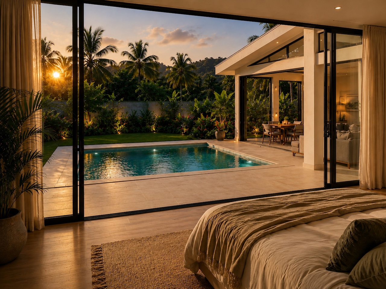 Green Grove Villa Estate Bedroom Night