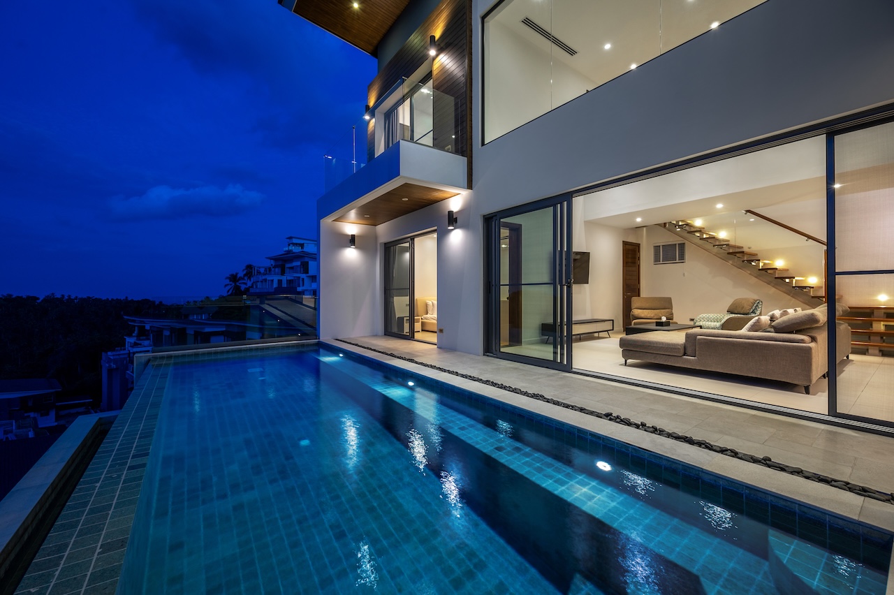 Saitara Peak Villa For Sale Pool Night